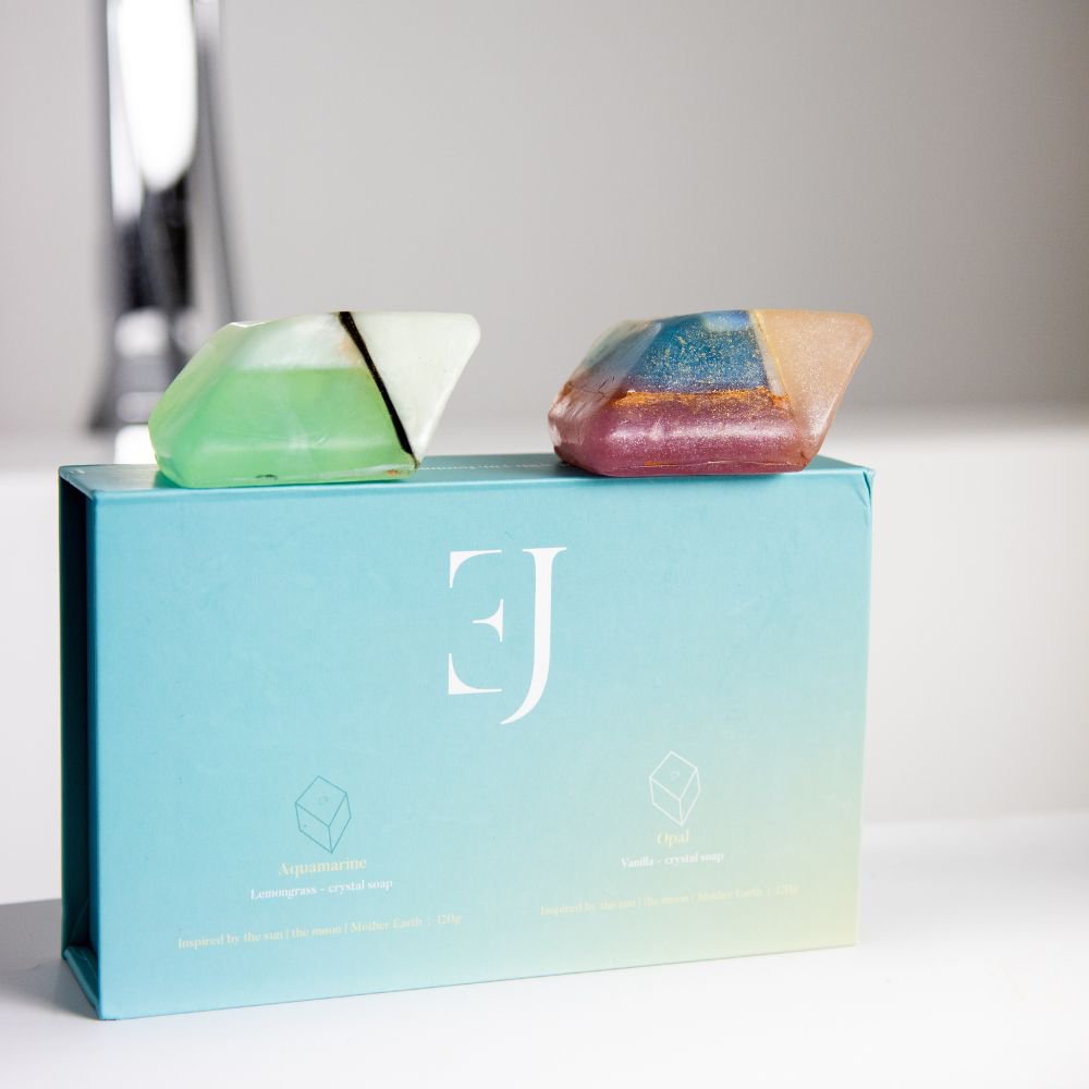 Gift set crystal soaps - Aquamarine & Opal