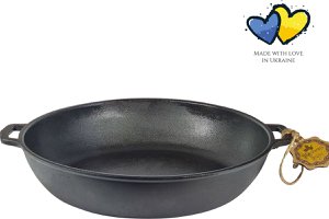 Gietijzeren barbecuepan - ø 32 x 6 cm - Stoofpan gietijzer voor elk soort warmtebron - Zwart