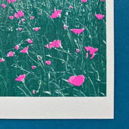 Riso Postkarte Kornblume, Risographie, DIN A6
