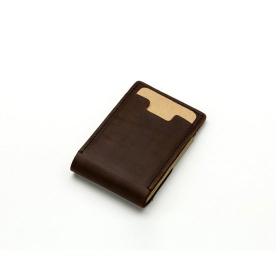 Leather money clip with integrated card holder