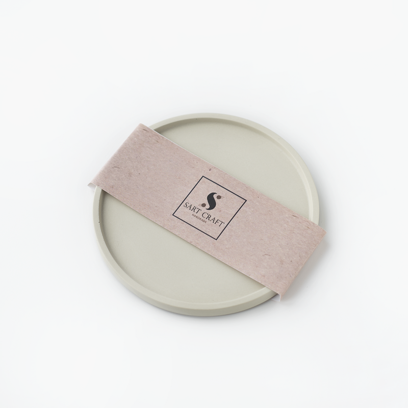 Jesmonite Beige Round Trinket Tray