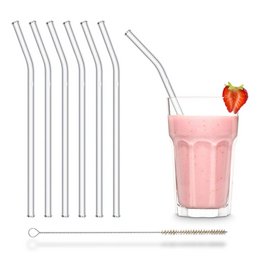 6x 23cm (Gebogen) Glasstrohhalme