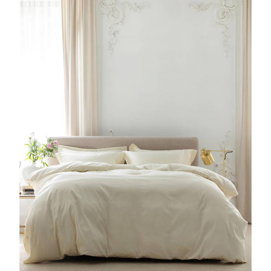 Satijnen beddengoedset Solid Antiek Wit