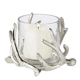 EDZARD Kingston lanterne, gevir design, aluminium, sølvfarvet, med glas, højde 13 cm, ø 15 cm