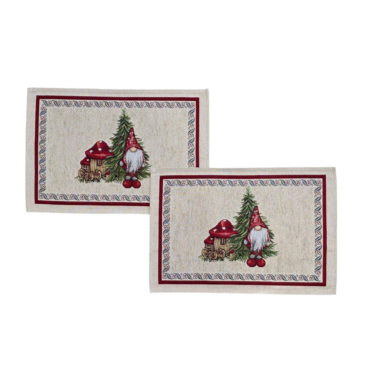 Christmas Breakfast Placemat Santa Gnome Lurex in Gobelin
