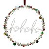 Parelkrans Ø 20cm, opschrift "hohoho", rood/groen