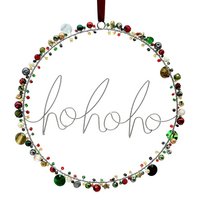 Pearl wreath Ø 20cm, lettering "hohoho", red/green