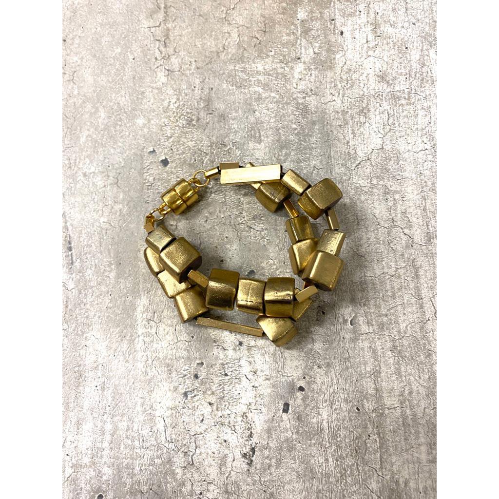 Mini Cubes Dubbele Armband - Oranje