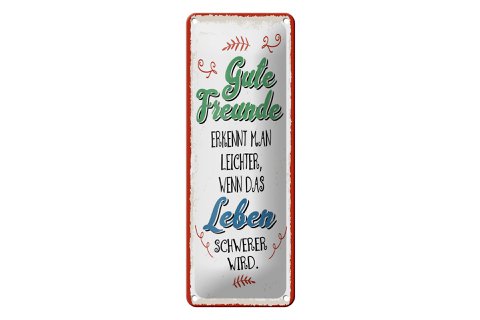 Tinnen bord met de tekst 27x10 cm Goede vrienden zijn gemakkelijker te herkennen als je een decoratief bord hebt