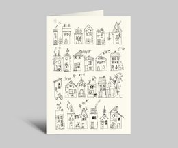 Tarjeta de Navidad | Casas de Navidad | blanco y negro