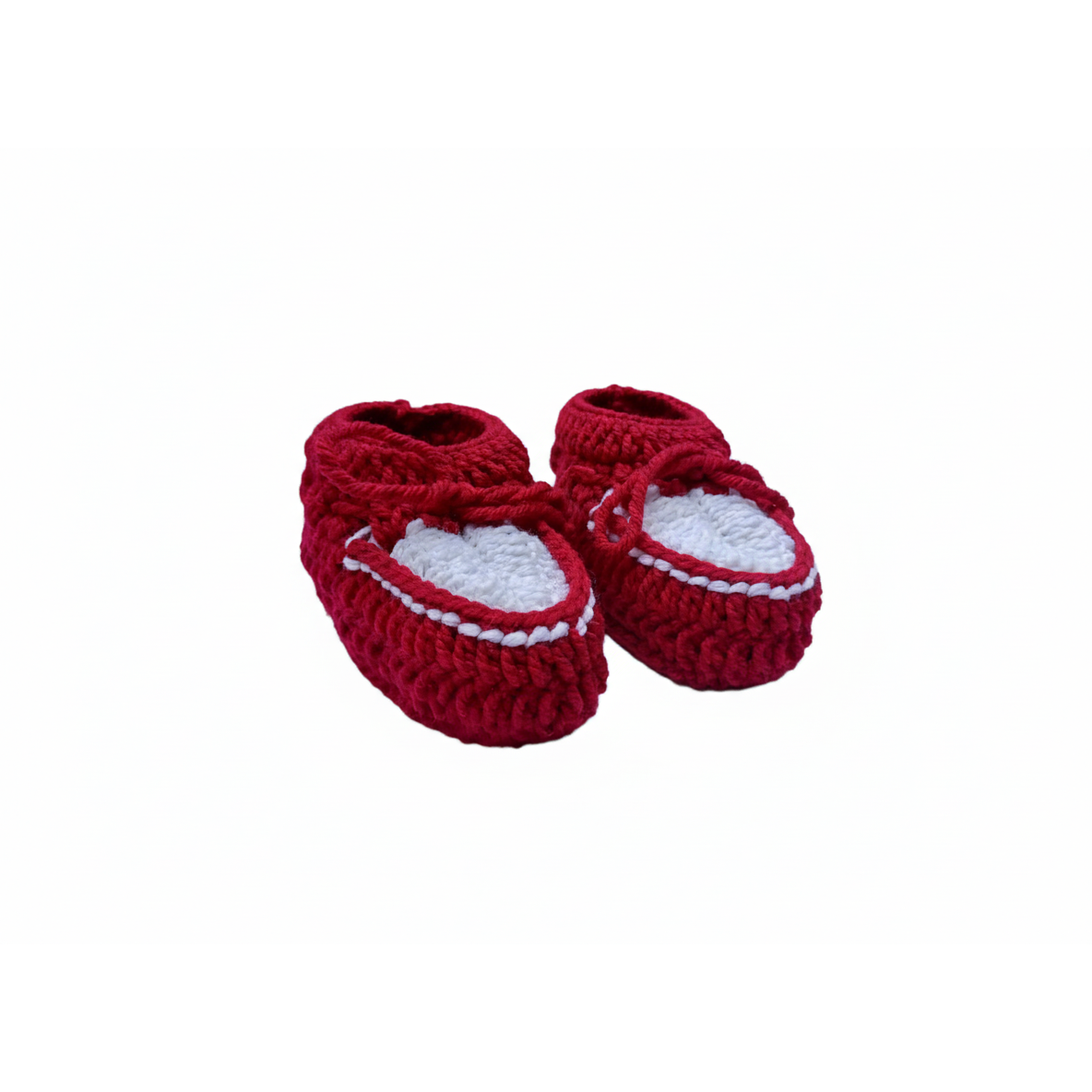 Handgehaakte Babyslofjes Classic - Rood- Uniek, Zacht & Hoge Kwaliteit