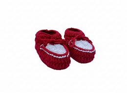 Handgehaakte Babyslofjes Classic - Rood- Uniek, Zacht & Hoge Kwaliteit