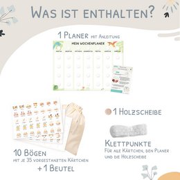 Weekly planner children including 350 routine cards - motif dino