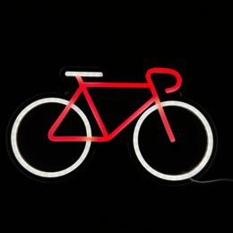  Red neon bicycle sign, 20 x 35 cm, includes hanging hooks, wall light for home decor.