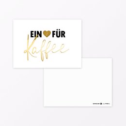 Cartolina "Un cuore per il caffè" A6 con lamina d'oro