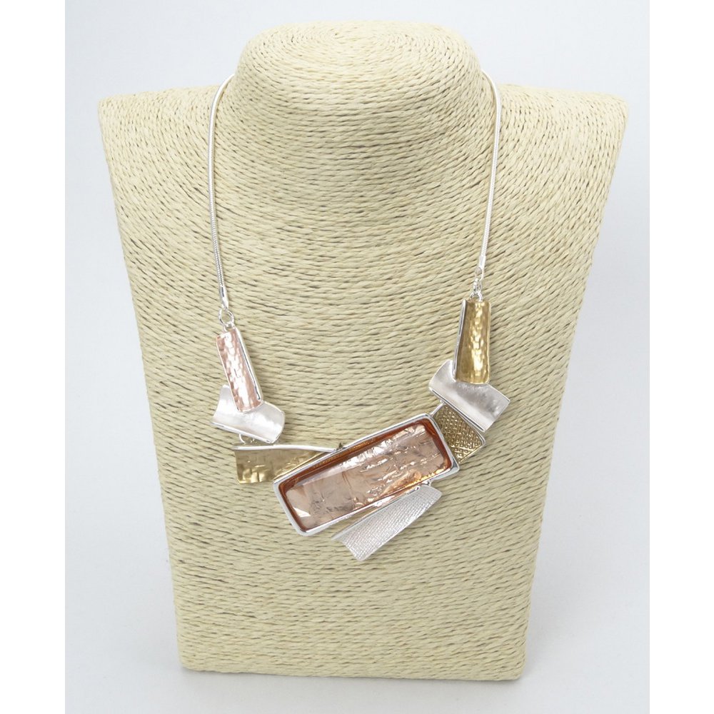 Collana di design in metallo con placcatura rodio
