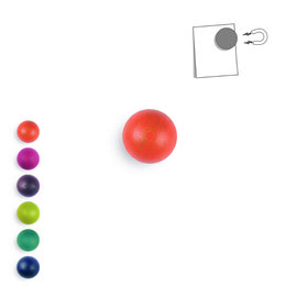 Small round wooden magnetic ball available in various colors including rose, bordeaux, vert anis, bleu canard, bleu nuit, and orange.