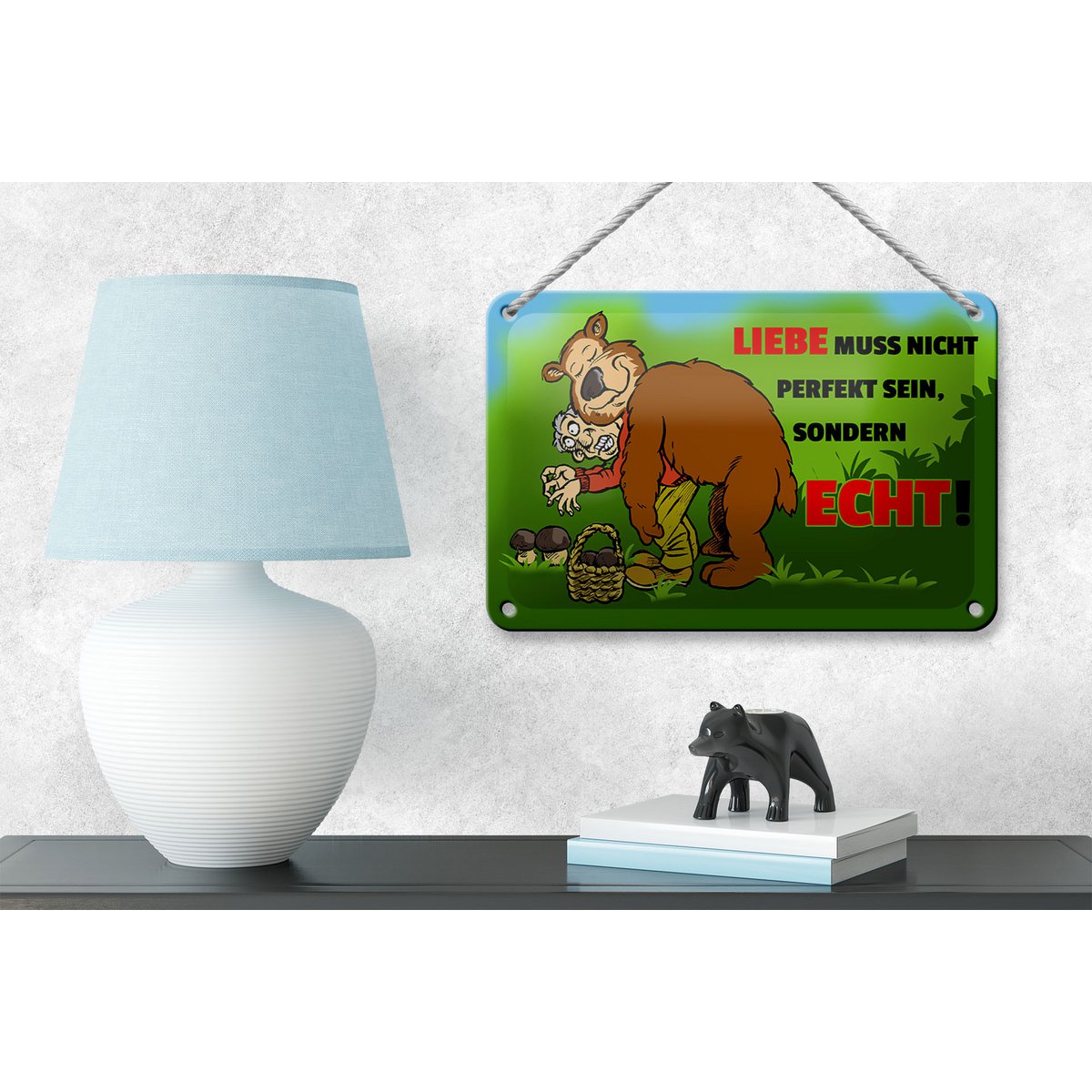 Tin sign saying 18x12cm Love is not perfect but real sign