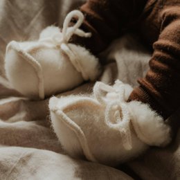 Pantofole in lana per bimbo/neonato - Naturale