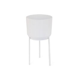 VASE BLANC AVEC SUPPORT EN MÉTAL HF