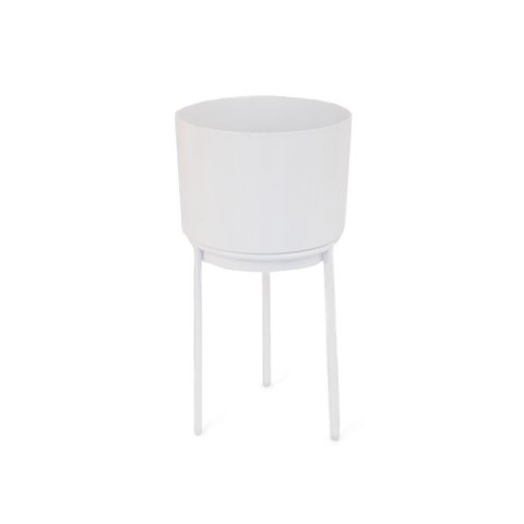 WHITE VASE WITH METAL STAND HF