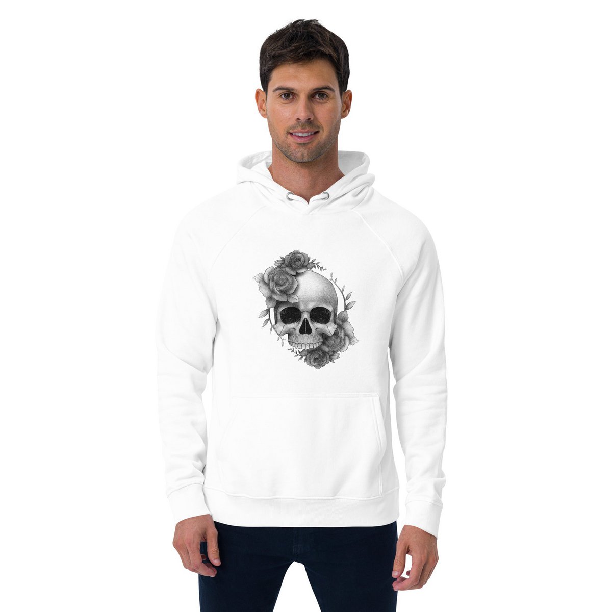 Sweat à capuche raglan biologique unisexe Roses