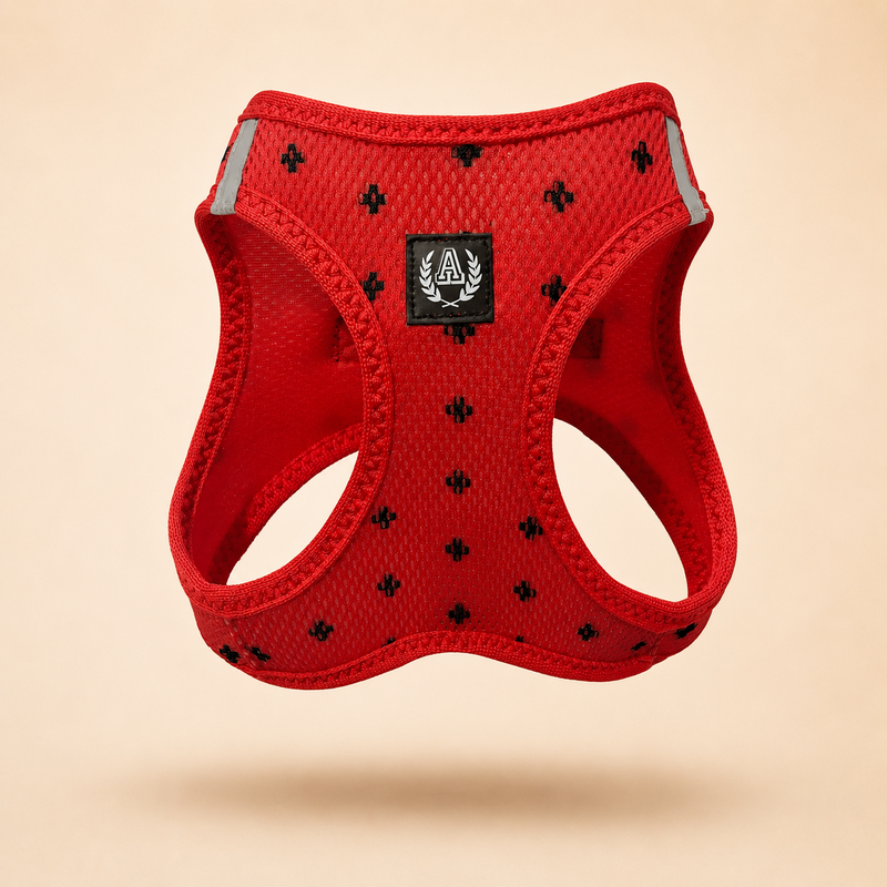Alpha Dog Åndbar Air Mesh Harness Collection Red Positive- 5-Pc sæt