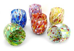 6 Big Colombina vand Big Colombine Bold og håndhåndet med Murrine di Murano, "I Colori di Murano" 435 Ml Line. Lavet i Italien