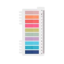Vibrant sticky notes with ruler and page markers, available in a variety of pastel colors including peach, pink, green, blue, and gray. Ideal for office, school, and study organization.