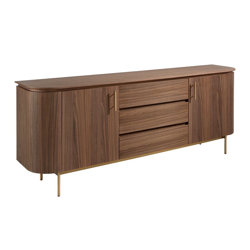 Sideboard in walnut wood and golden steel 3228