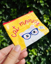 Mini portefeuille Cat argent à partir de plastique recyclé