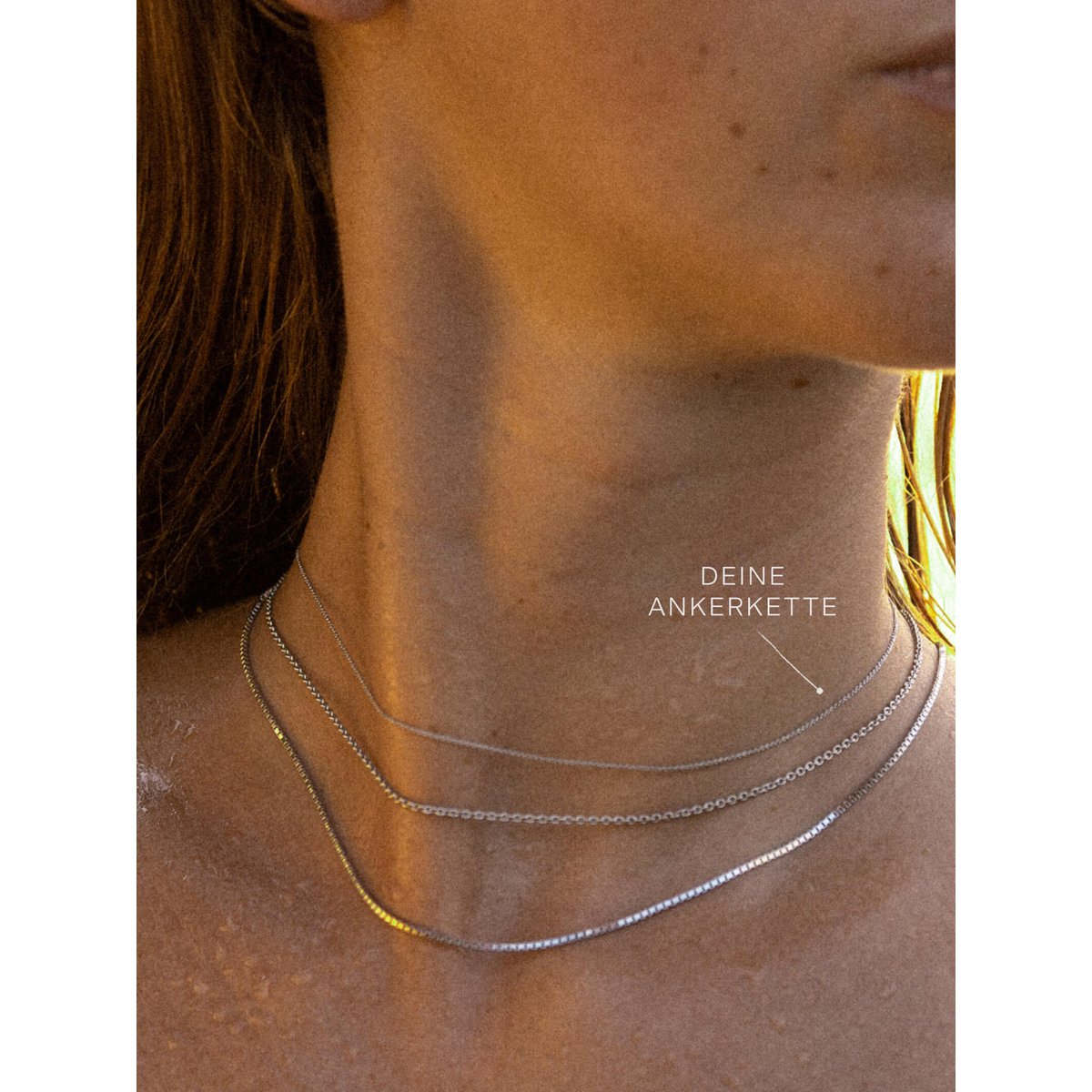 DELICATE anchor chain in delicate 14k white gold