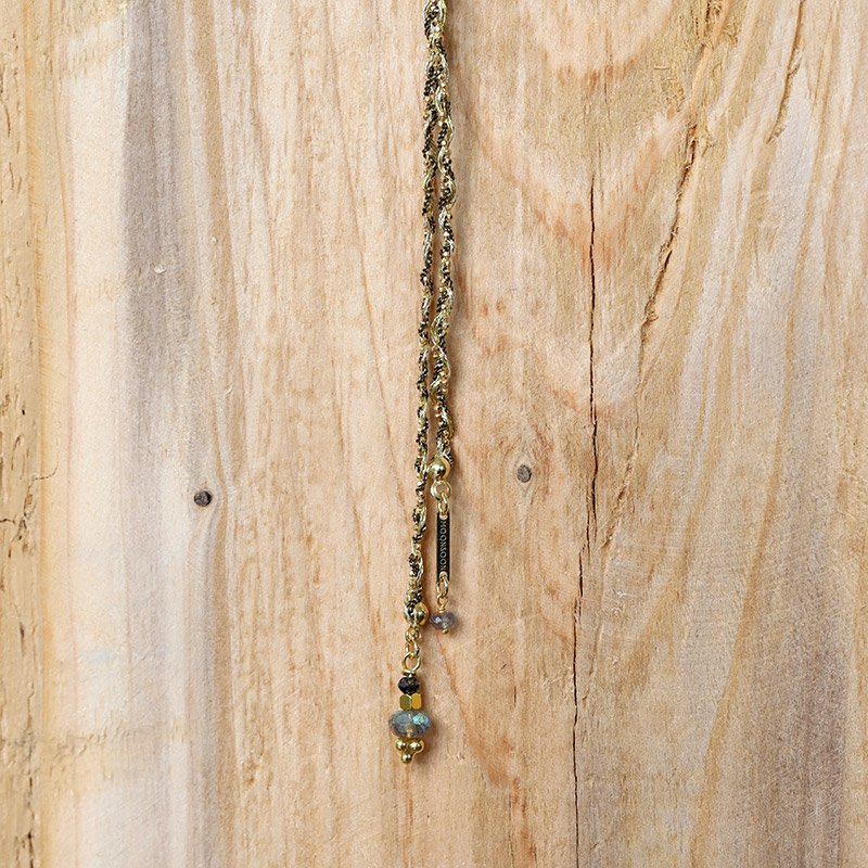 Collar trenzado tejido con colgante de diamantes Polki