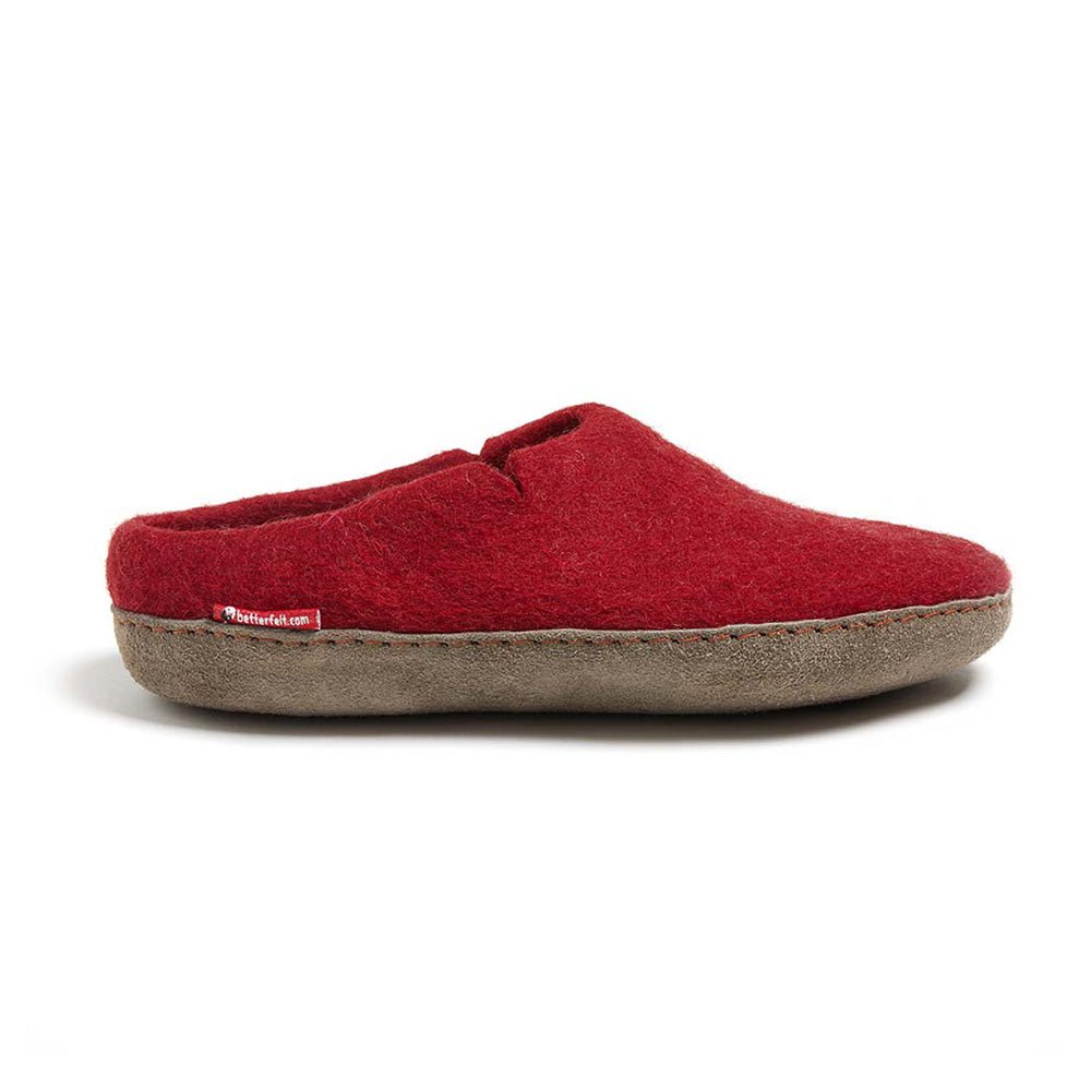 Klassischer Slipper - Filzpantoffel mit Ledersohle, rot