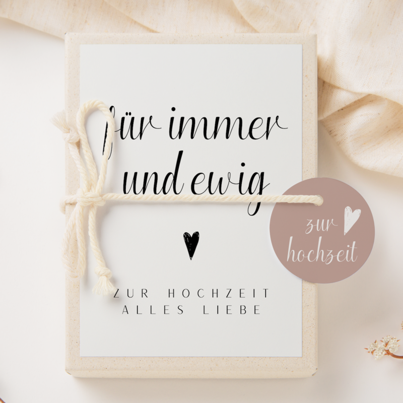 Gift box wedding black/white - money gift "forever"