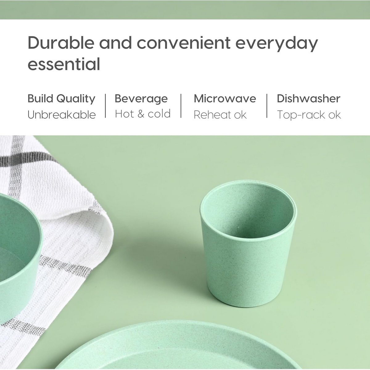 Ecofy Earth-Friendly | Set of 2 | 180 ml | Unbreakable Drinking Glass for Water and Juice | Each | Tumblers for Kids Made with Rice Husk Biocomposite| Microwave Safe | for Hot & Cold | Celeste TUV Certified