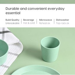 Ecofy Earth-Friendly | Set of 2 | 180 ml | Unbreakable Drinking Glass for Water and Juice | Each | Tumblers for Kids Made with Rice Husk Biocomposite| Microwave Safe | for Hot & Cold | Celeste TUV Certified