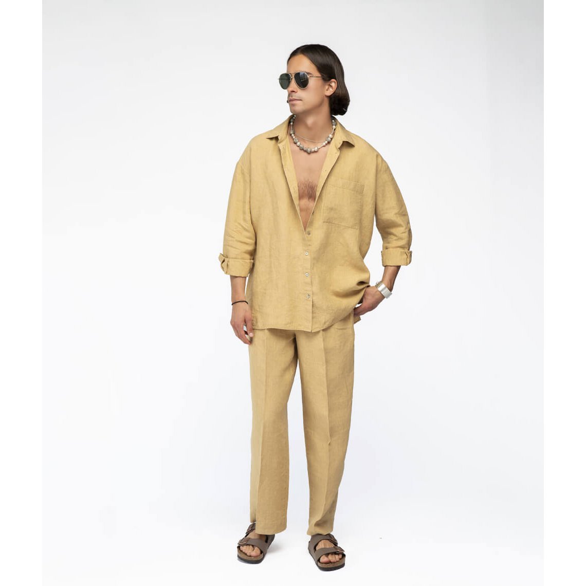 Pantaloni in lino Montana Ocra