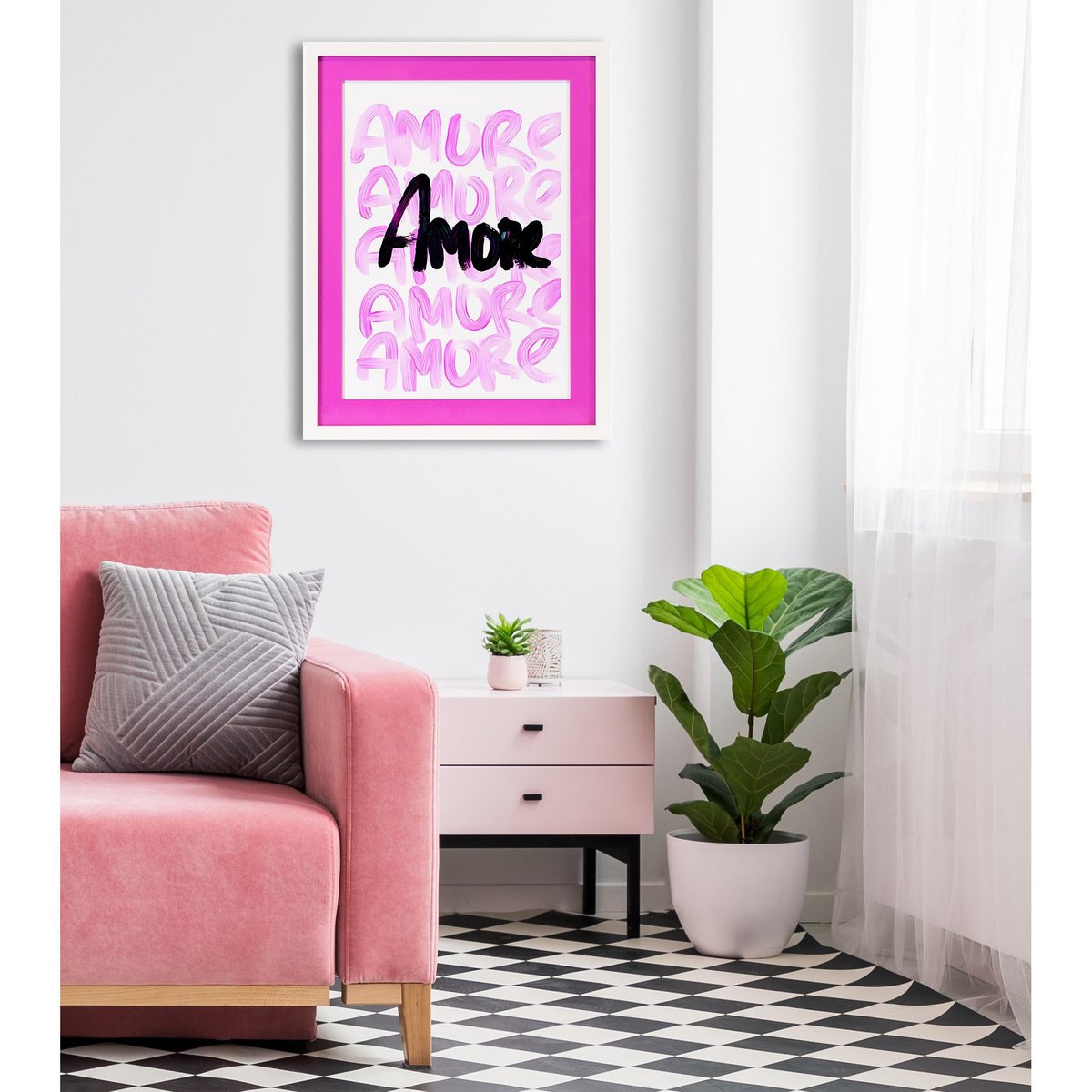 Frame picture with acrylic passepartout - Amor Amor