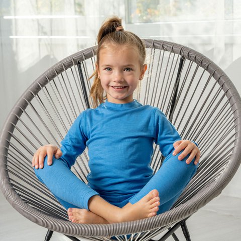 Merino 160 lange mouw ronde hals voor kinderen lichtblauw