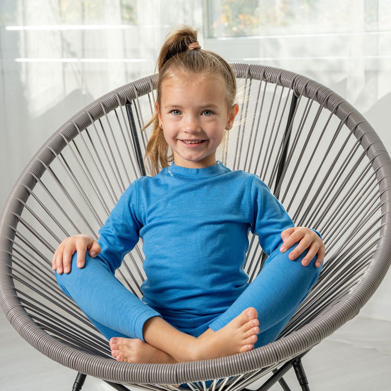 Bluza dziecięca Merino 160 z długim rękawem jasnoniebieska