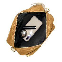 Borsa a tracolla da donna in pelle crosta con tasca frontale 57834