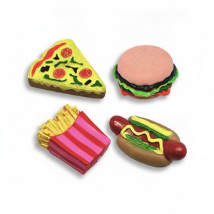 Quietschendes Fast-Food-Hundespielzeug – Burger-Pizza-Set, 4 Stück