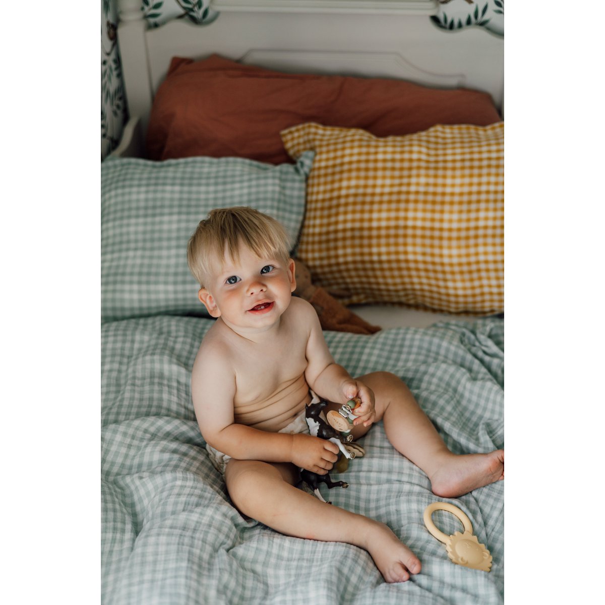 TISU children's duvet cover & pillowcase, Light Mint Gingham