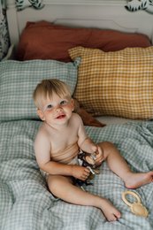 Copripiumino e federa per bambini TISU, Light Mint Gingham
