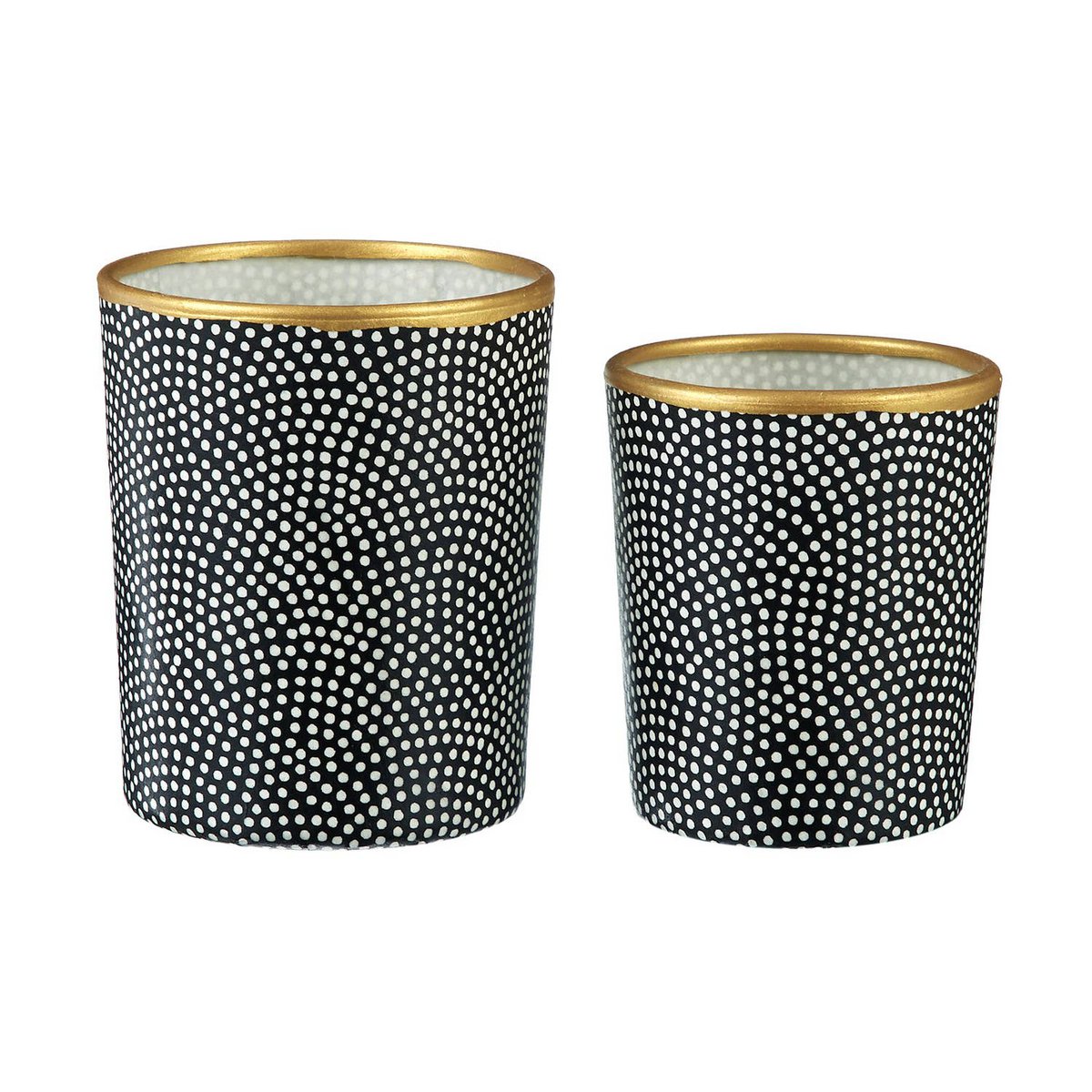 Medium Tealight Holder Made of Glass & Chiyogami Paper | Charcoal | Hand made