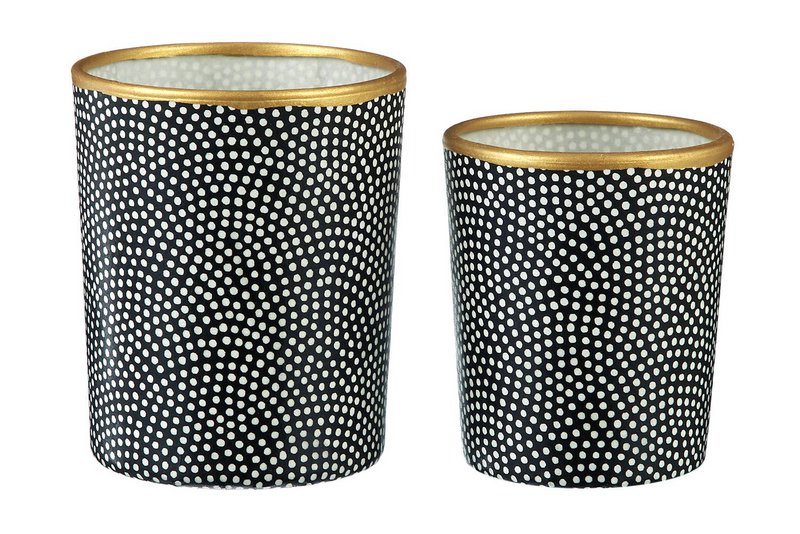 Medium Tealight Holder Made of Glass & Chiyogami Paper | Charcoal | Hand made
