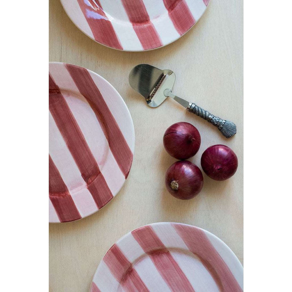Red Flowers Hand Painted Ceramic Dessert Plate