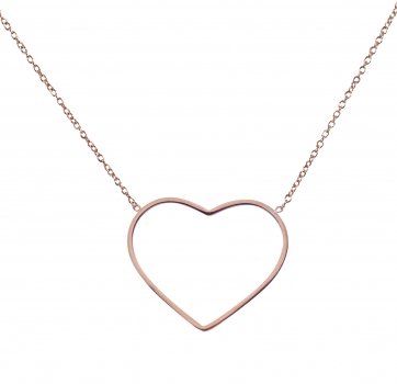 Chain heart open steel rose polished
