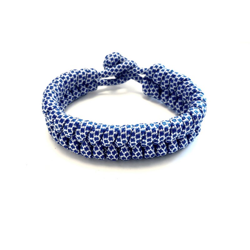 Heren armband gevlochten paracord blauw/wit